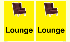 Lounge Dementia Friendly Yellow SIgn